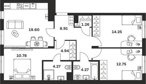 Квартира 81 м², 3-комнатная - изображение 1
