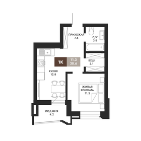 Квартира 38,6 м², 1-комнатная - изображение 1