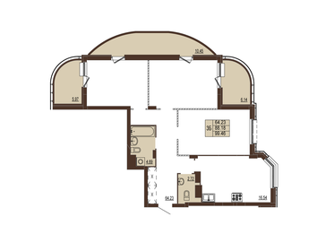 Квартира 99,5 м², 3-комнатная - изображение 1