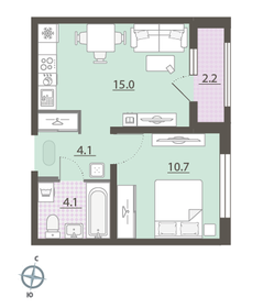 Квартира 35,1 м², 1-комнатная - изображение 2