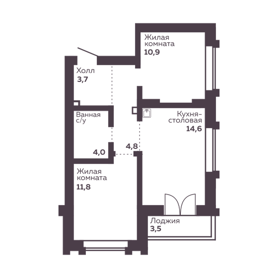 44,3 м², 2-комнатная квартира 9 905 263 ₽ - изображение 18