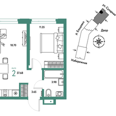 Квартира 37,7 м², 2-комнатная - изображение 3