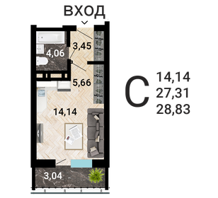 Квартира 29,8 м², студия - изображение 1