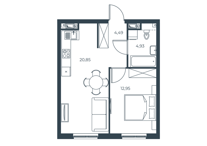 43,2 м², 1-комнатная квартира 6 770 000 ₽ - изображение 1