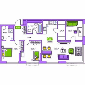 Квартира 81,8 м², 3-комнатная - изображение 1