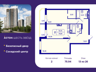 Квартира 75,9 м², 2-комнатная - изображение 1