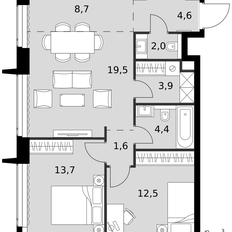 Квартира 70,9 м², 3-комнатная - изображение 3