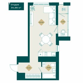 Квартира 35 м², студия - изображение 1