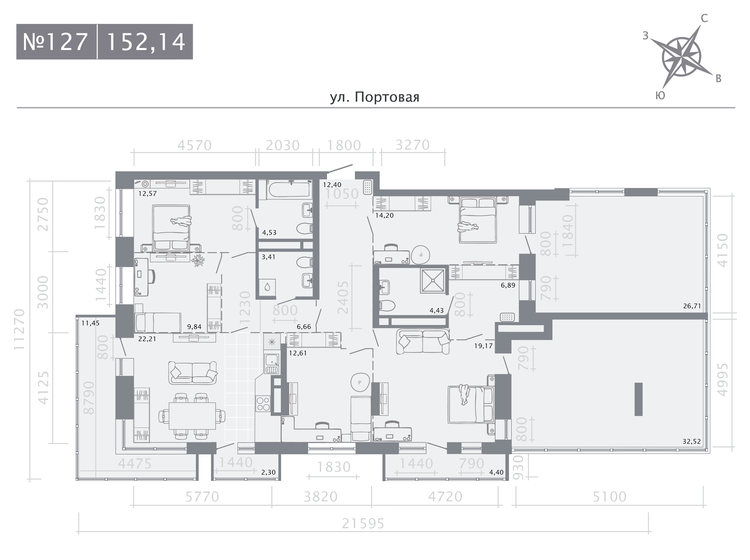 152,1 м², 4-комнатная квартира 48 274 024 ₽ - изображение 1