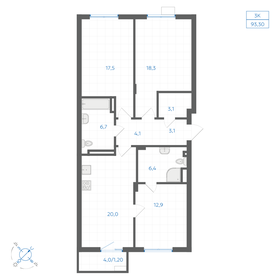 Квартира 93,3 м², 3-комнатная - изображение 1