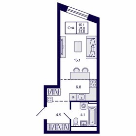 Квартира 31,8 м², студия - изображение 1