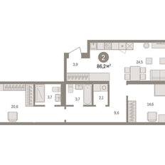 Квартира 86,2 м², 2-комнатная - изображение 3
