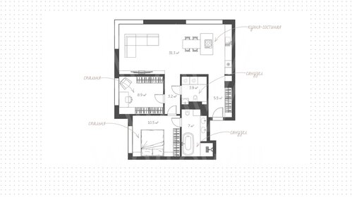 Квартира 71 м², 3-комнатные - изображение 1