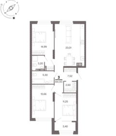 Квартира 83,2 м², 3-комнатная - изображение 1