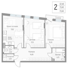 Квартира 73,4 м², 2-комнатная - изображение 1