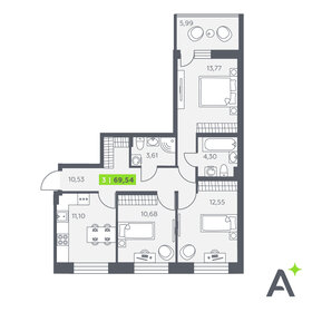 Квартира 69,5 м², 3-комнатная - изображение 1