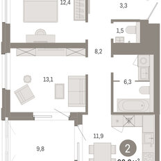 Квартира 66,6 м², 2-комнатная - изображение 2