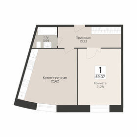 Квартира 59,1 м², 1-комнатная - изображение 2