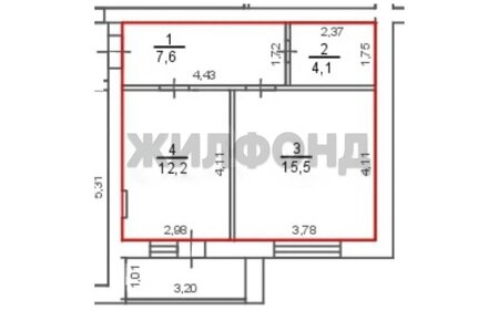 Квартира 43 м², 1-комнатная - изображение 1