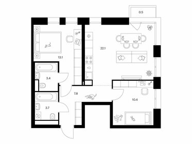 Квартира 61 м², 2-комнатная - изображение 1