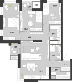 Квартира 110,8 м², 3-комнатная - изображение 1