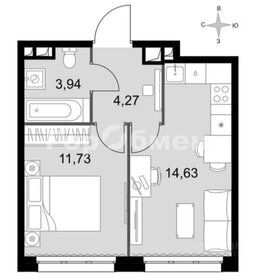 Квартира 34,6 м², 2-комнатные - изображение 1