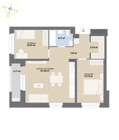 Квартира 65,8 м², 2-комнатная - изображение 1