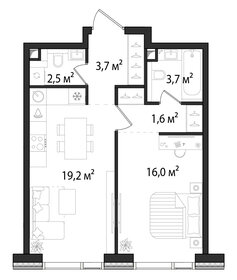 Квартира 46,7 м², 1-комнатная - изображение 1