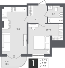 Квартира 42,6 м², 1-комнатная - изображение 1