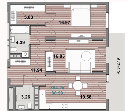 51,9 м², 2-комнатная квартира 8 148 490 ₽ - изображение 45