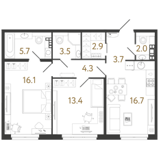 Квартира 68,3 м², 2-комнатная - изображение 2