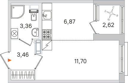 Квартира 26,7 м², студия - изображение 1