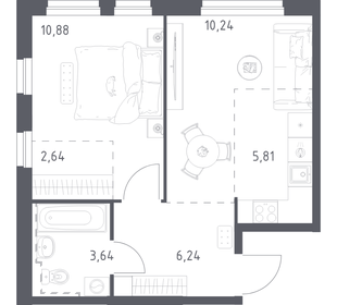 Квартира 39,5 м², 1-комнатная - изображение 1