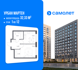 Квартира 32,3 м², 1-комнатная - изображение 1