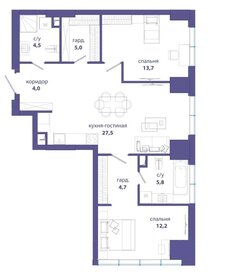 Квартира 78 м², 2-комнатная - изображение 1