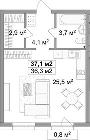 Квартира 37,1 м², студия - изображение 1