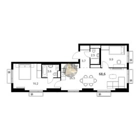 Квартира 68,6 м², 2-комнатная - изображение 1