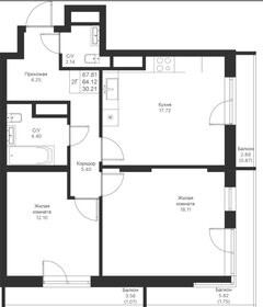 Квартира 68 м², 2-комнатная - изображение 2