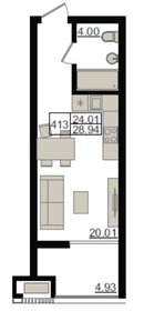 Квартира 29,1 м², 1-комнатные - изображение 1