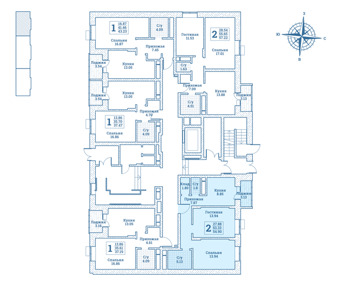 58,7 м², 2-комнатная квартира 9 104 700 ₽ - изображение 25