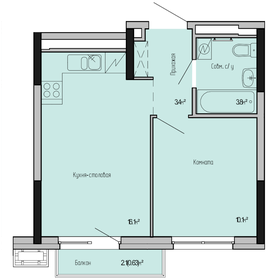 Квартира 34 м², 1-комнатная - изображение 1