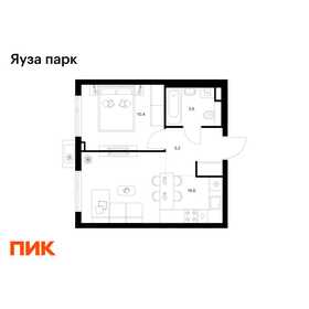 Квартира 35,8 м², 1-комнатная - изображение 1