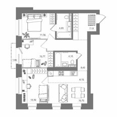Квартира 77,6 м², 3-комнатная - изображение 2