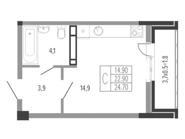 Квартира 25,7 м², студия - изображение 1