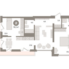 Квартира 78,1 м², 2-комнатная - изображение 3