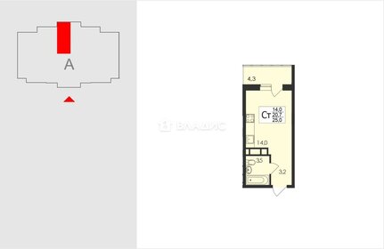 Квартира 25 м², студия - изображение 1