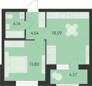 Квартира 43,4 м², 1-комнатная - изображение 1