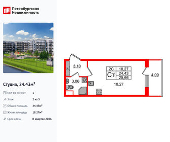 Квартира 24,4 м², студия - изображение 1