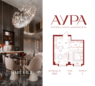 Квартира 38,5 м², 1-комнатная - изображение 1