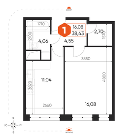 Квартира 38,5 м², 1-комнатная - изображение 1